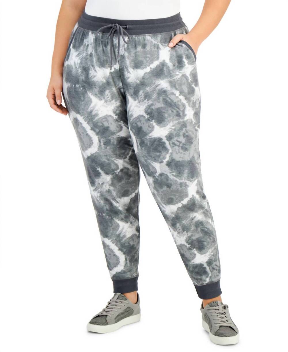 NEW IDEOLOGY activewear tie-dyed jogger pants in radial gray